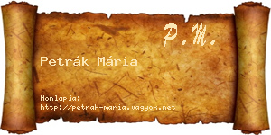 Petrák Mária névjegykártya
